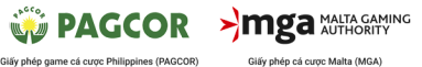 Fly88 hiển thị các biểu tượng giấy phép PAGCOR và MGA Malta Gaming Authority